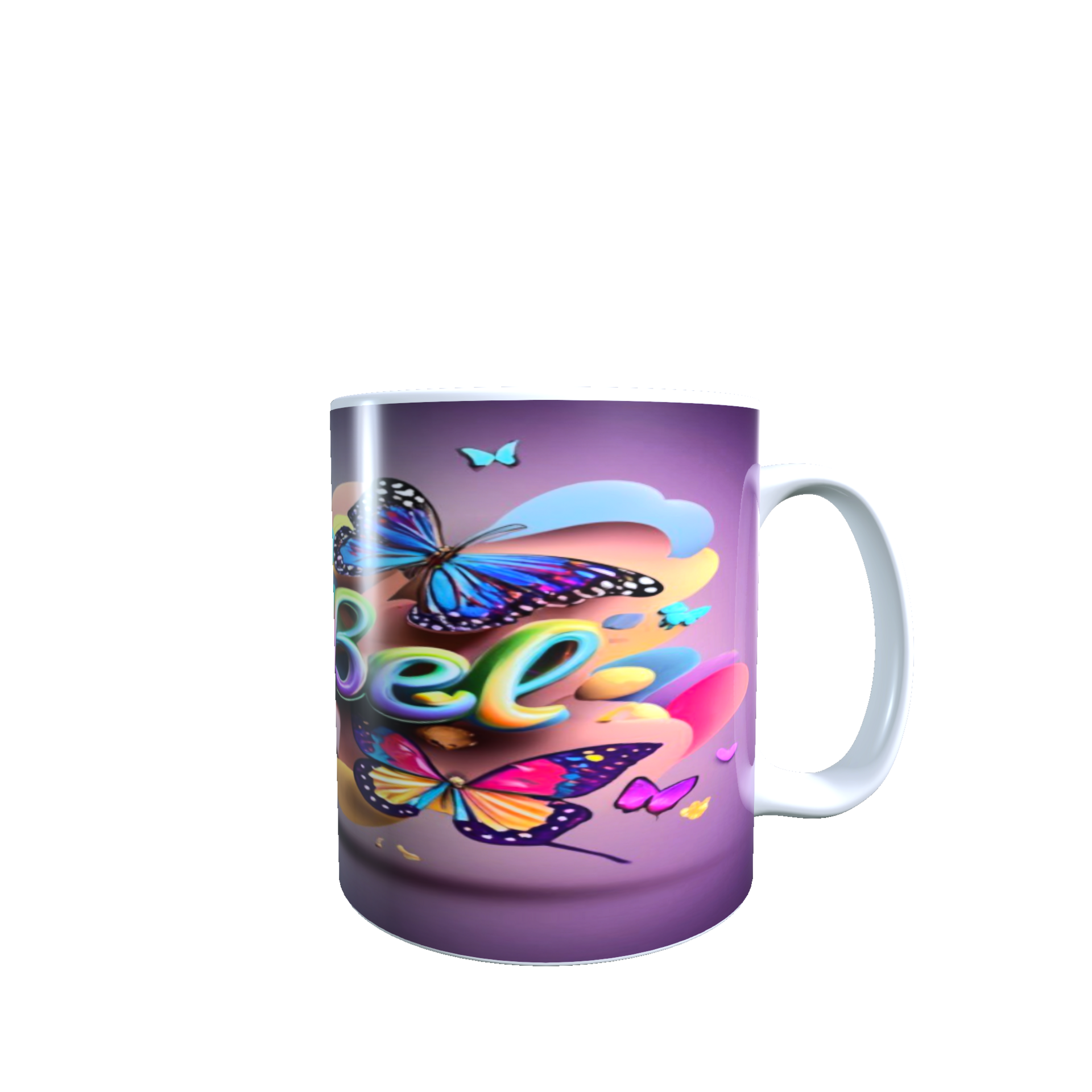 Taza Isabel personalizada con Nombre 3D, asa corazón. - 6
