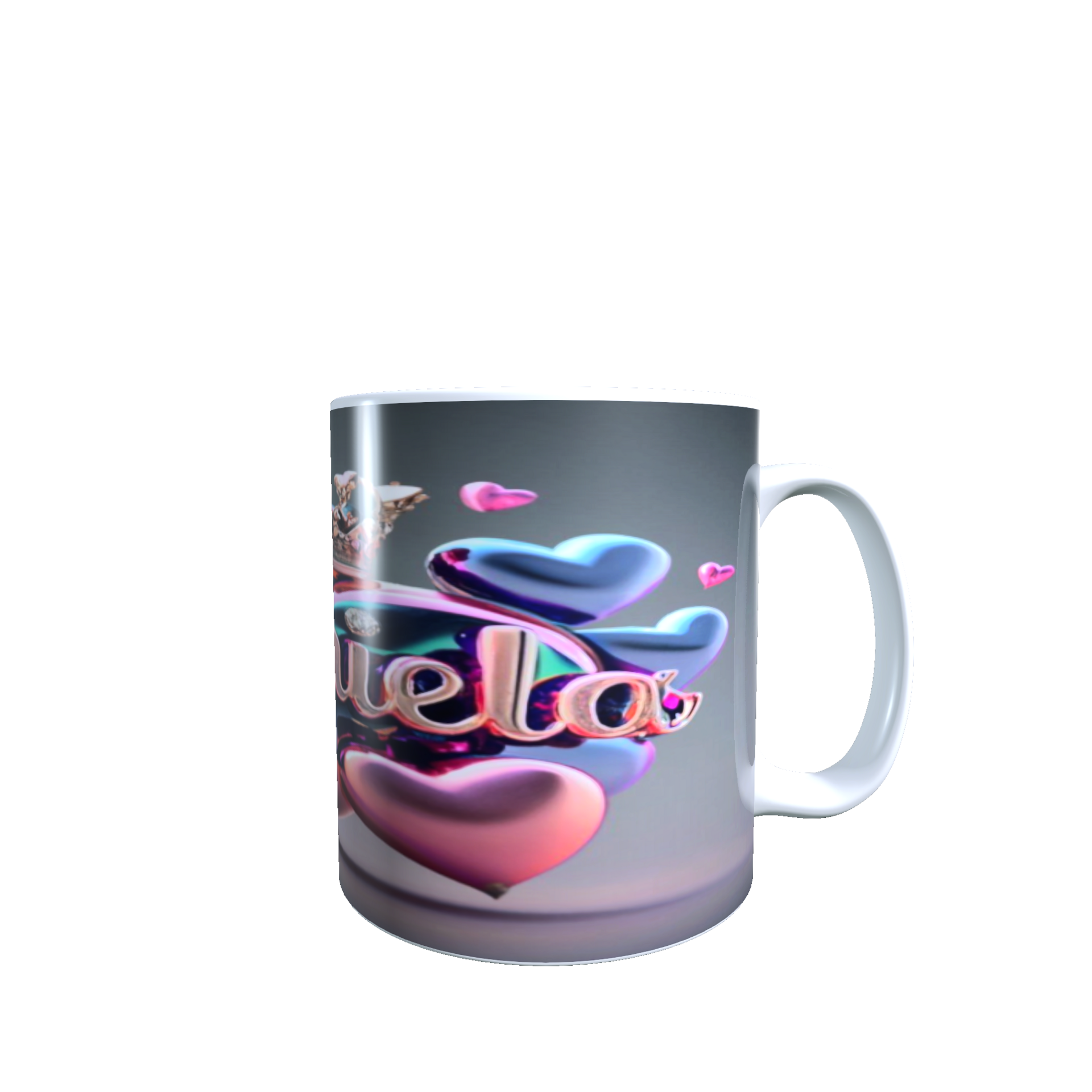 Taza Daniela personalizada con Nombre 3D, asa corazón. - 6