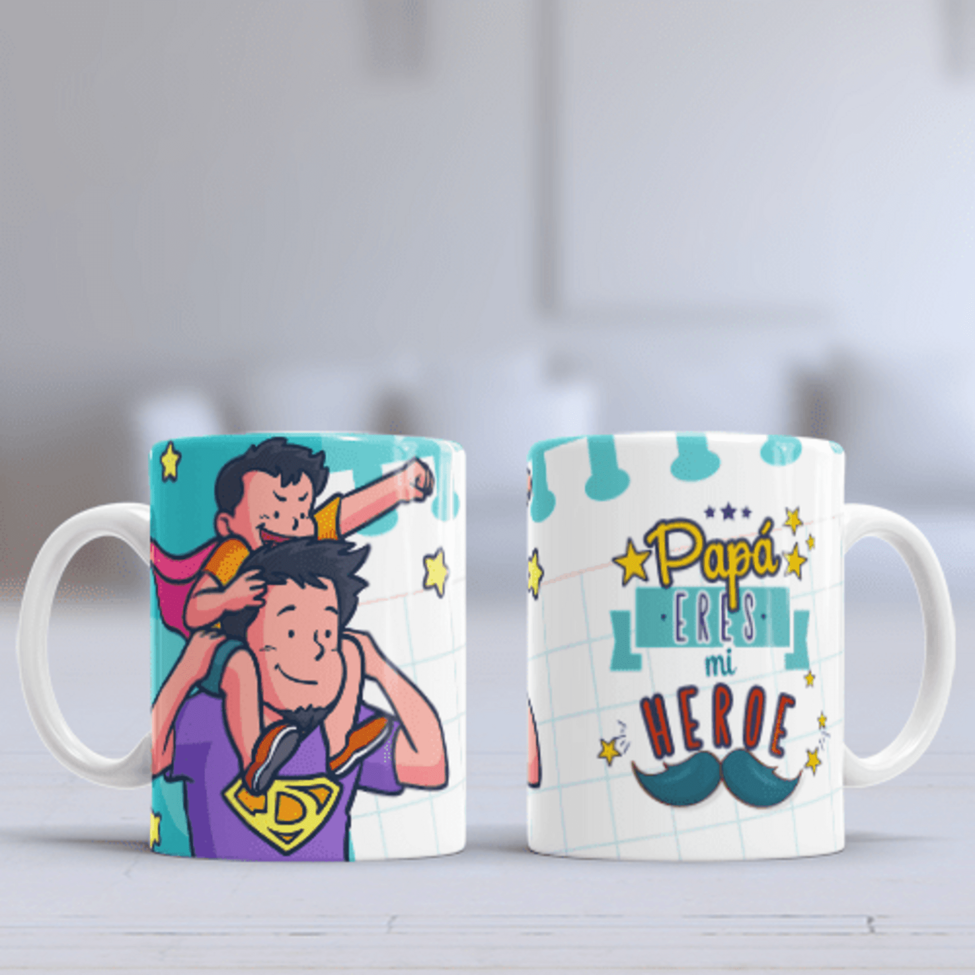 Tazas Papa eres mi Héroe (052), personalizada, calidad Premium - 1