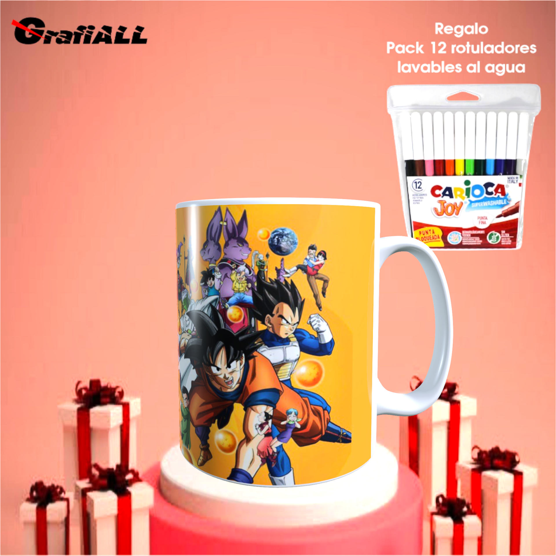 Taza para colorear Dragon Ball Z, Regalo pack rotuladores lavables al agua. varios modelos - 2