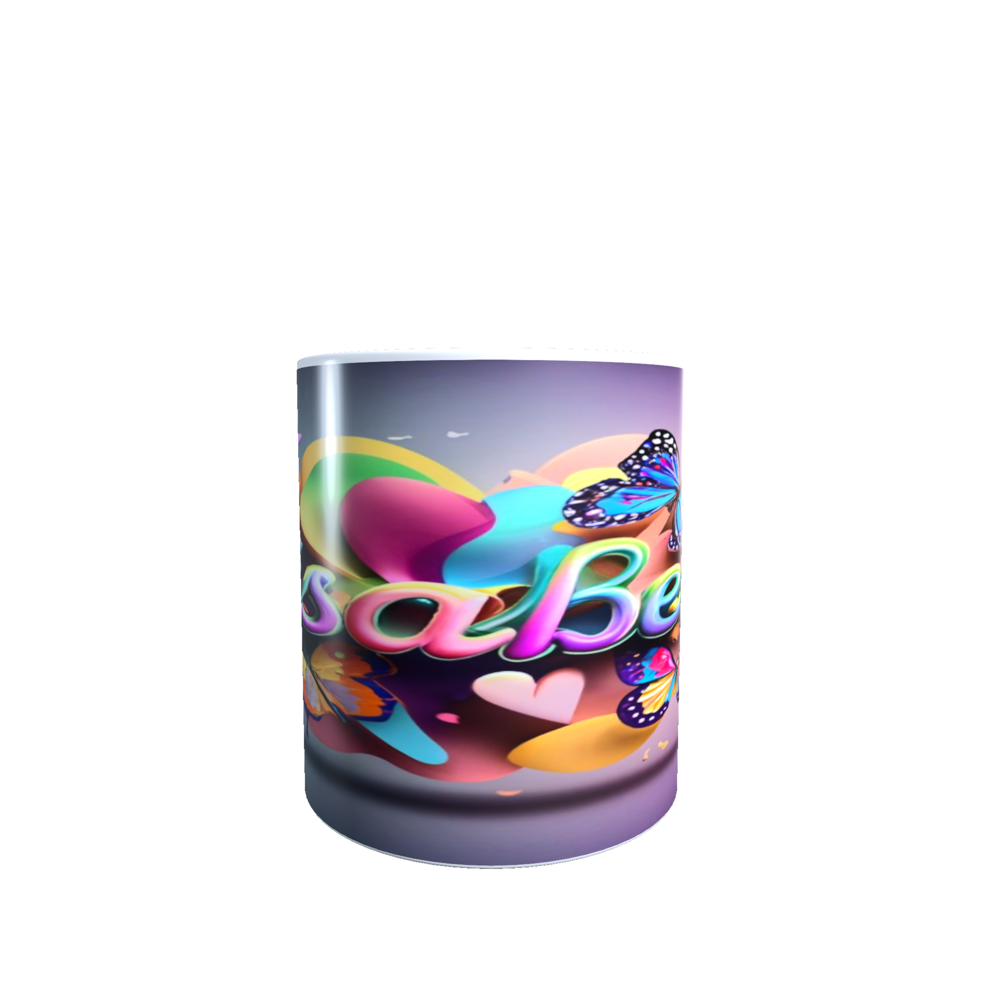 Taza Isabel personalizada con Nombre 3D, asa corazón. - 3