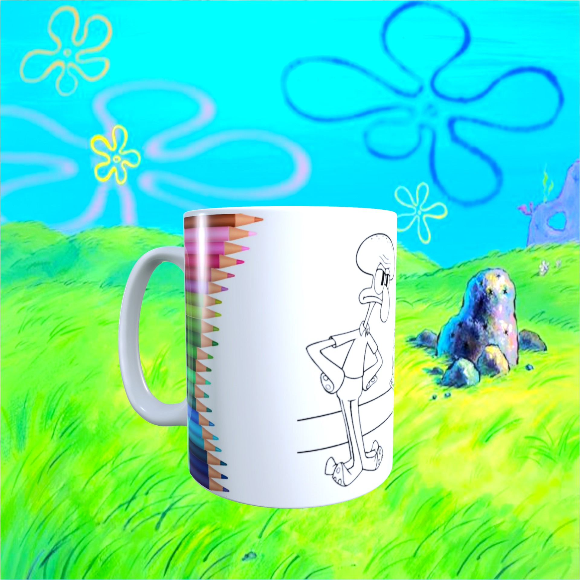 Taza para colorear BOB Esponja 02, Regalo 12 Rotuladores lavables - 5
