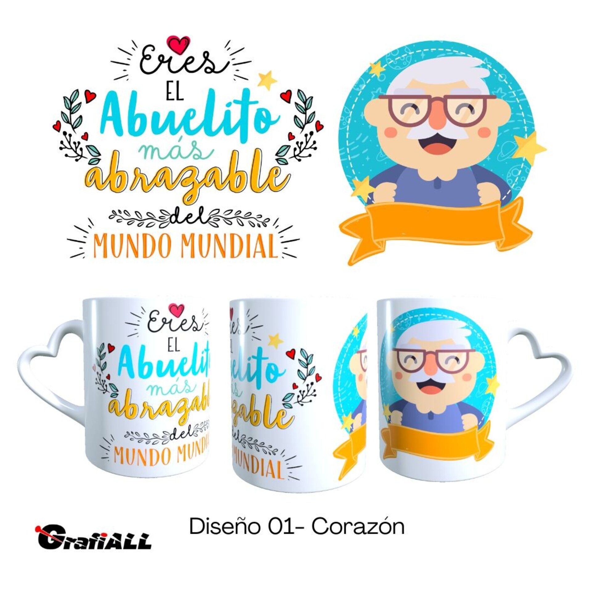 Tazas Abuelito tierno 04-1, personalizada con  tú nombre, calidad Premium - 2