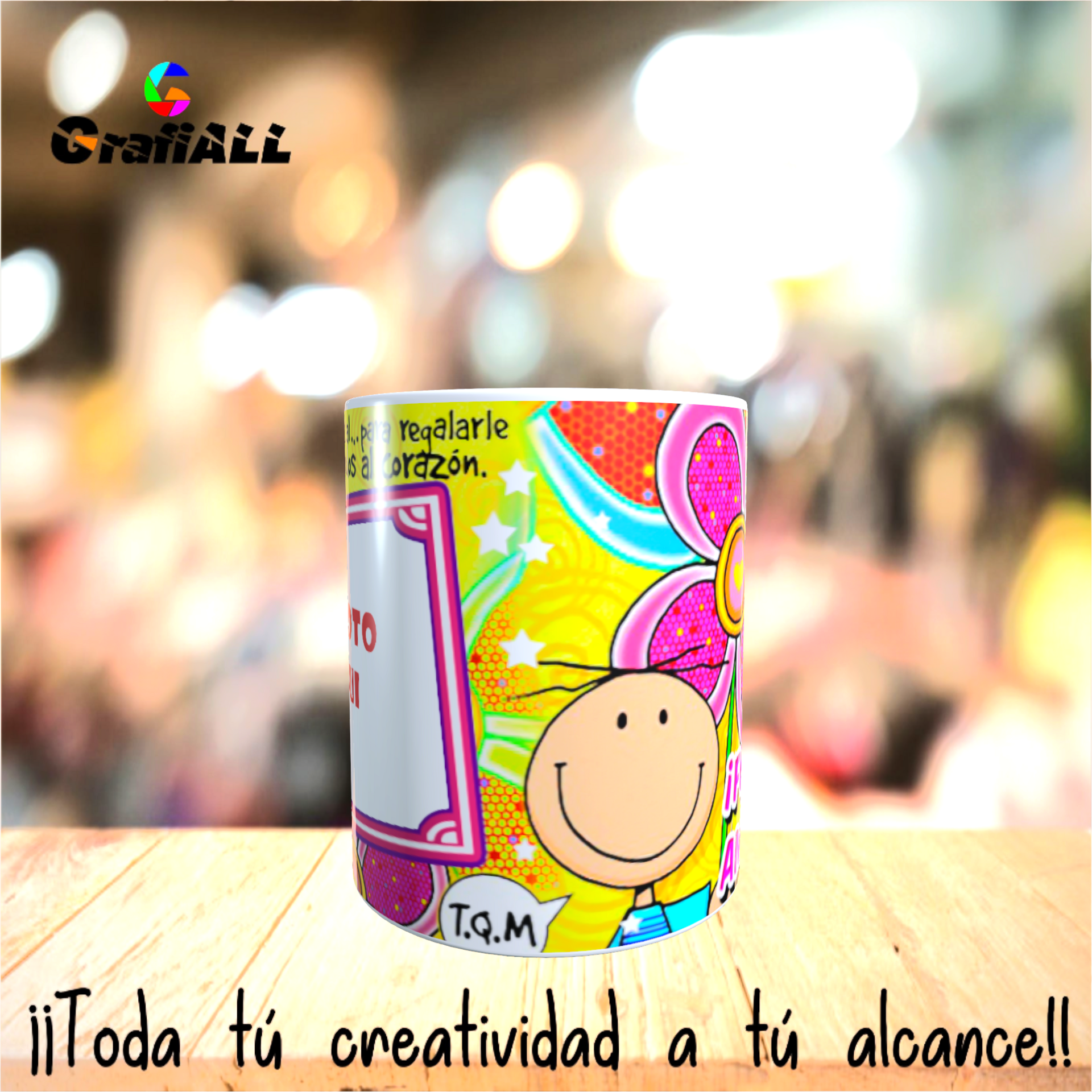 Taza Feliz Día Amiguita, a personalizar. - 2
