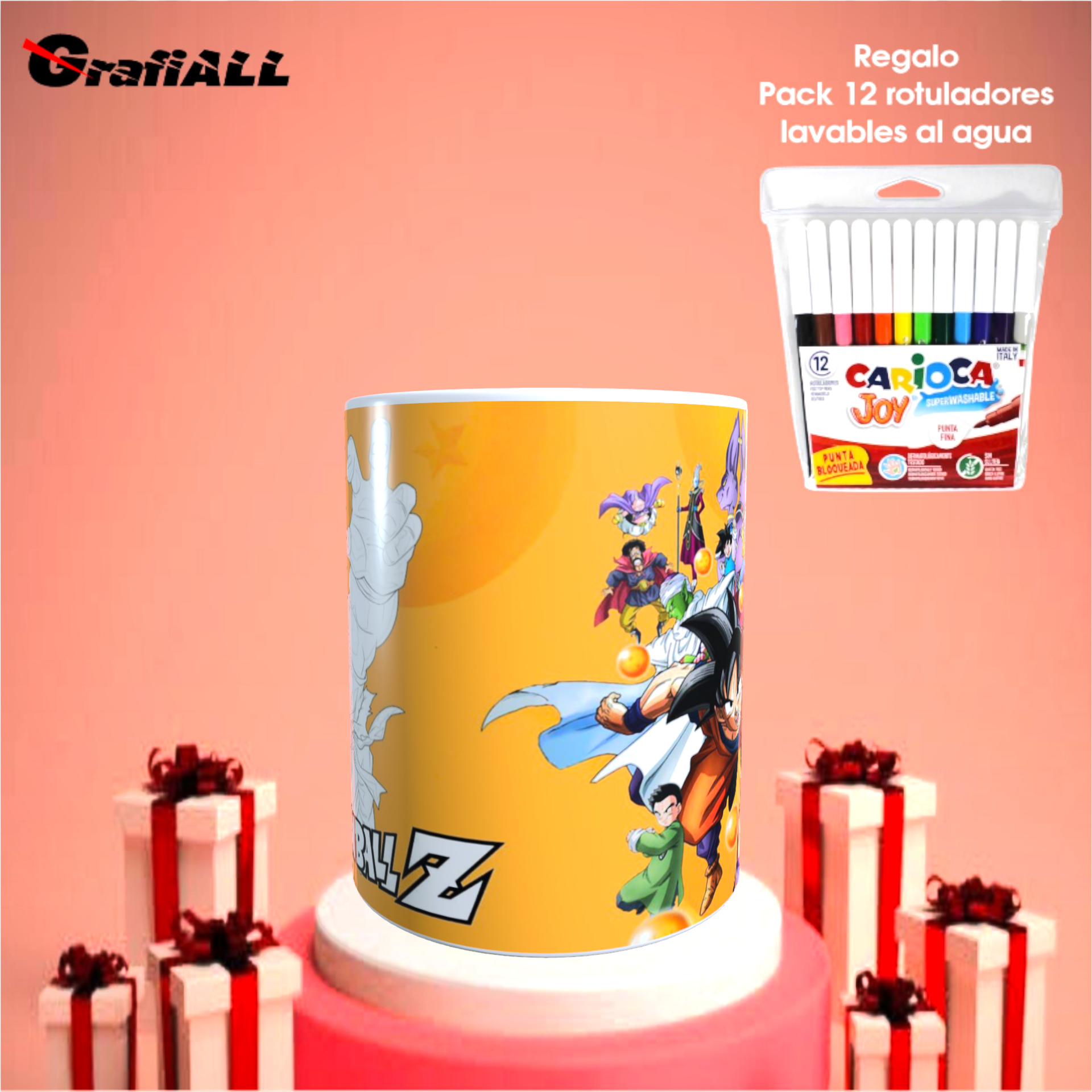 Taza para colorear Dragon Ball Z, Regalo pack rotuladores lavables al agua. varios modelos - 3
