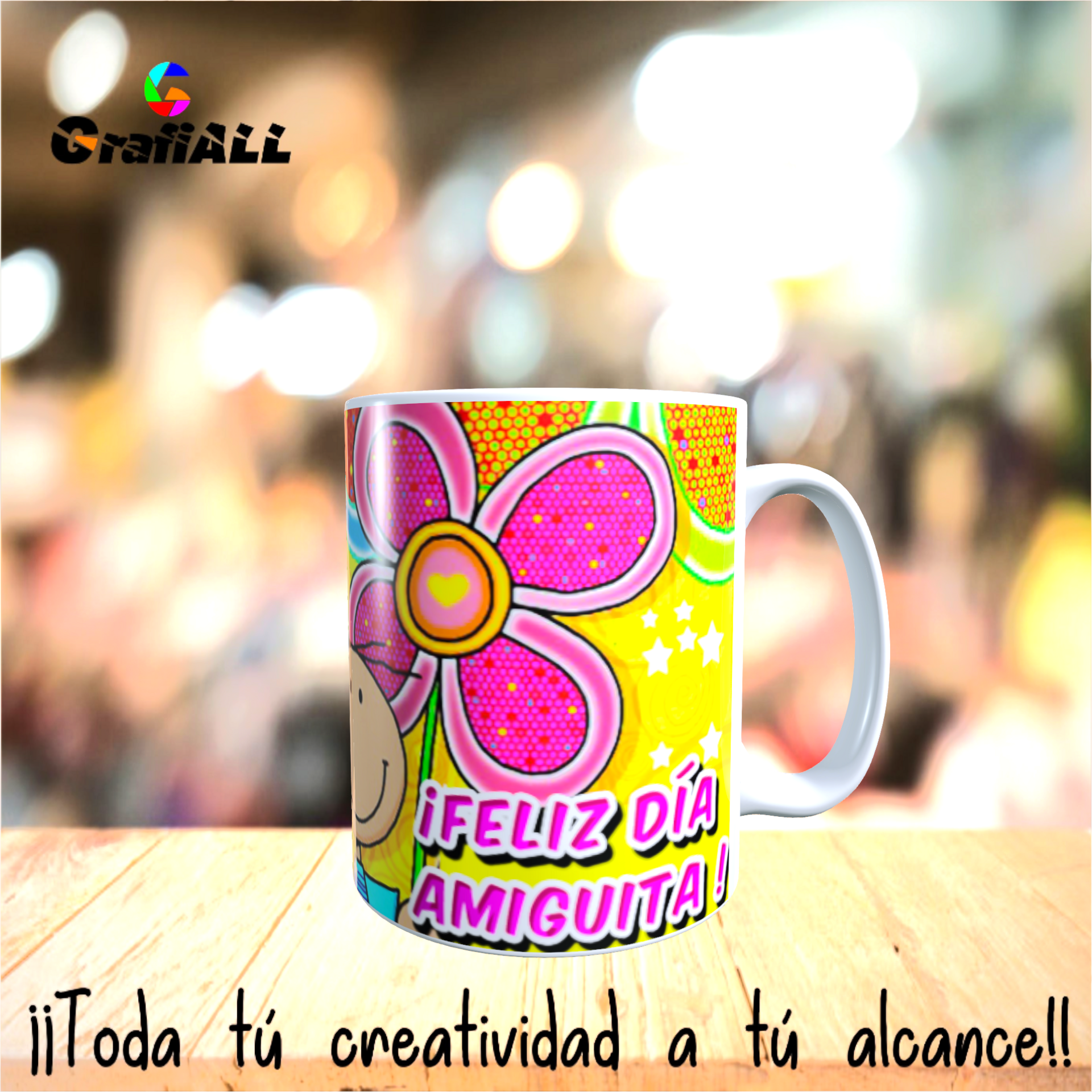 Taza Feliz Día Amiguita, a personalizar. - 4