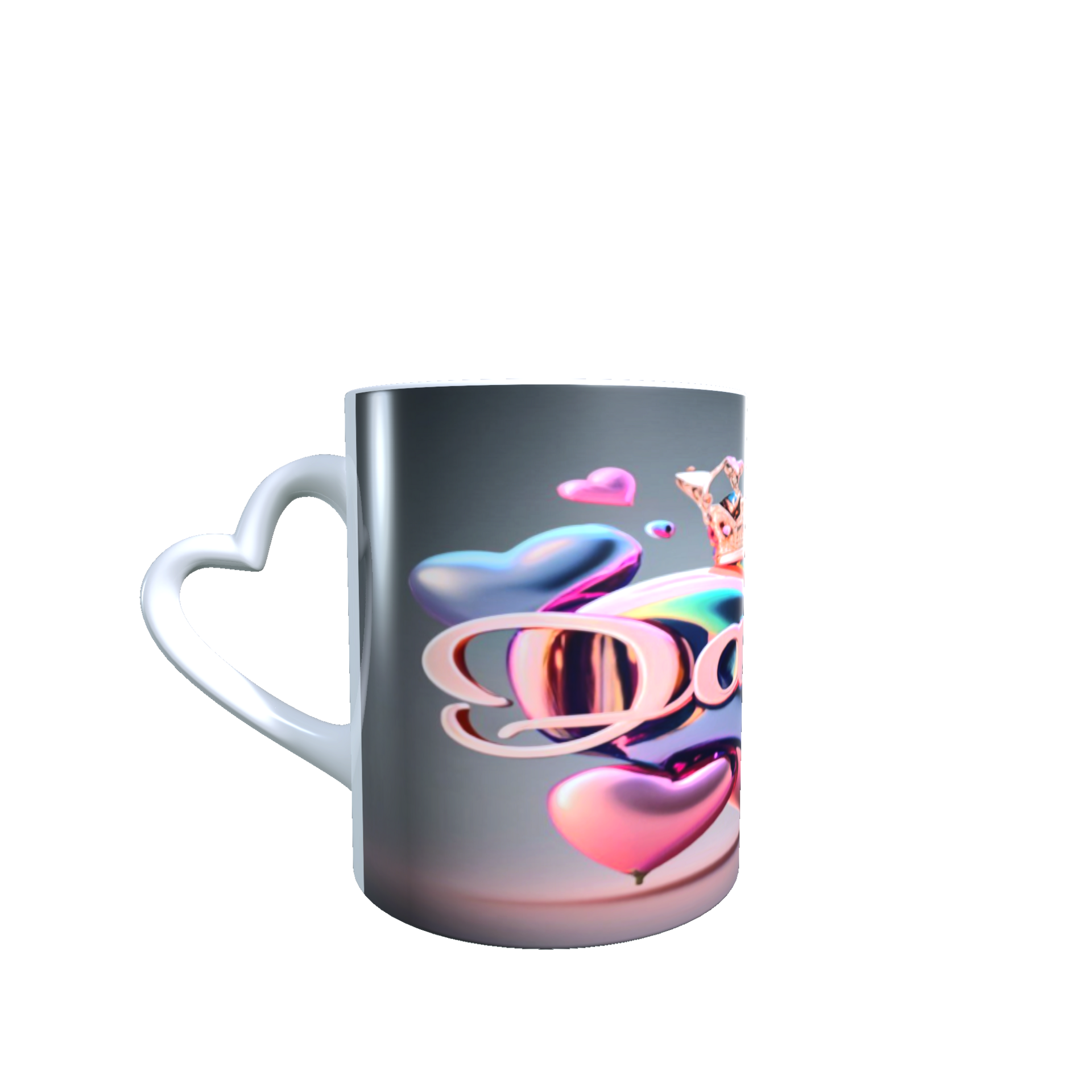 Taza Daniela personalizada con Nombre 3D, asa corazón. - 2