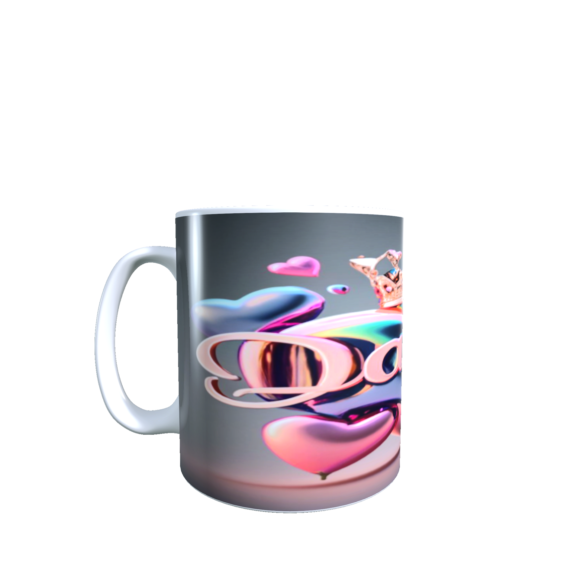 Taza Daniela personalizada con Nombre 3D, asa corazón. - 5
