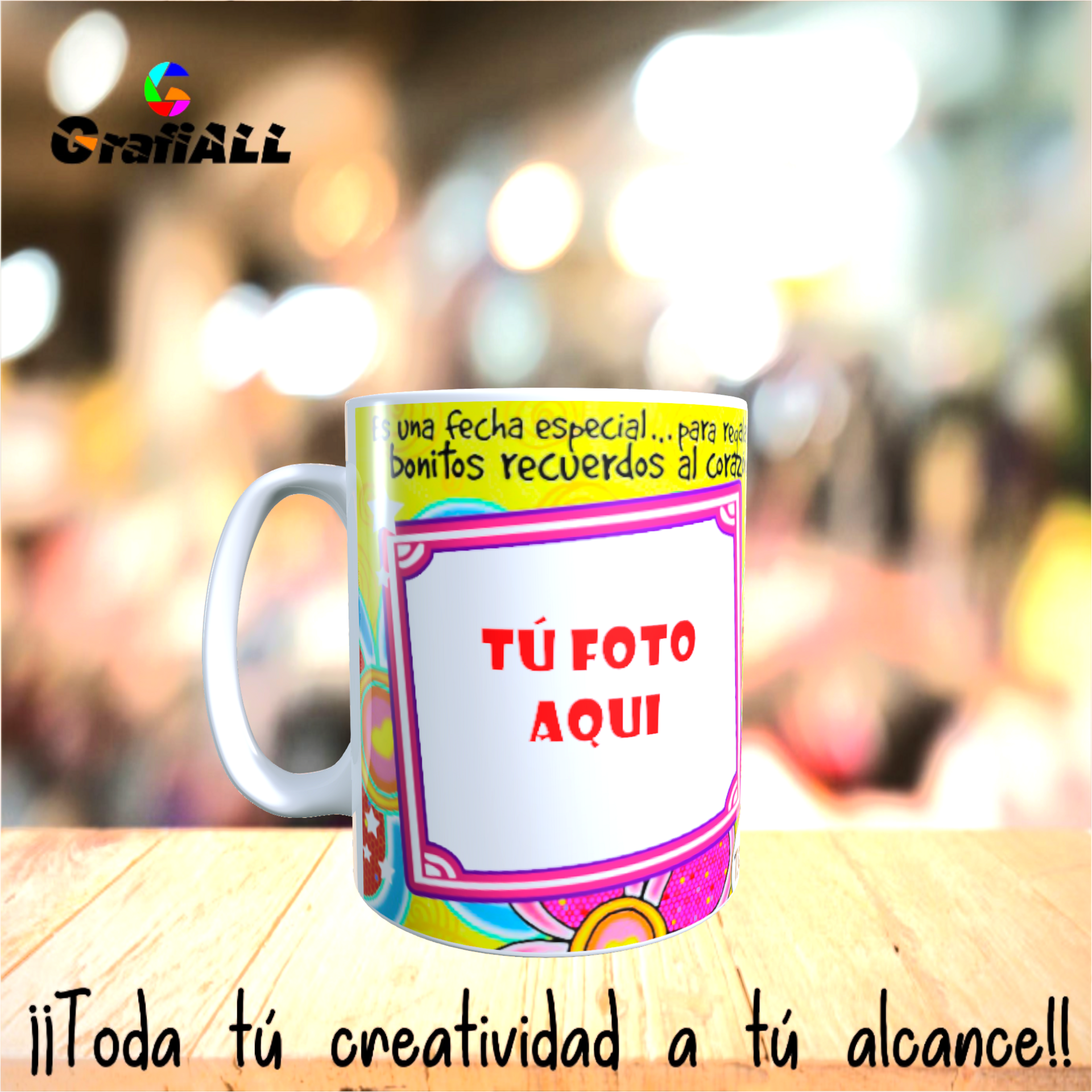 Taza Feliz Día Amiguita, a personalizar. - 3