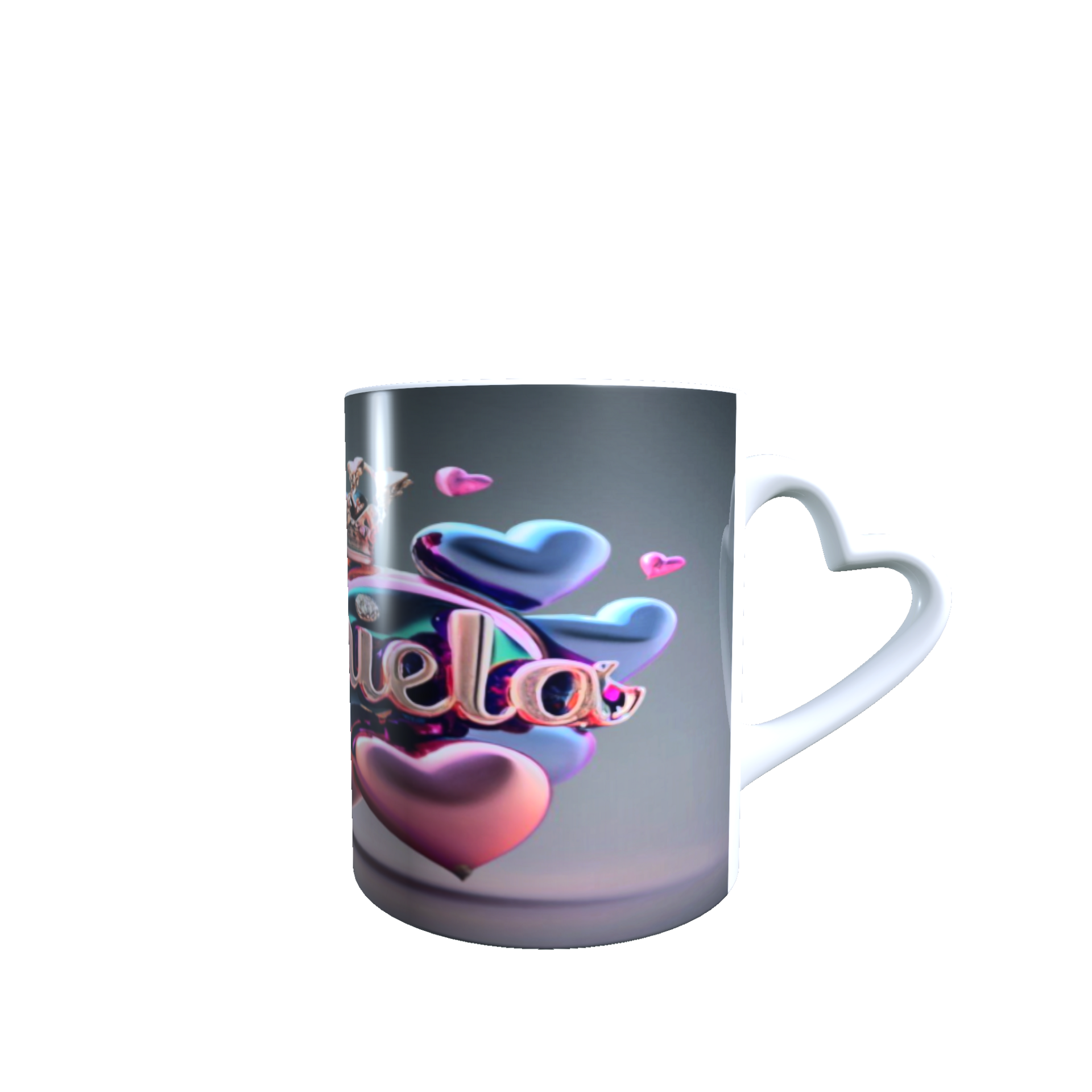 Taza Daniela personalizada con Nombre 3D, asa corazón. - 4