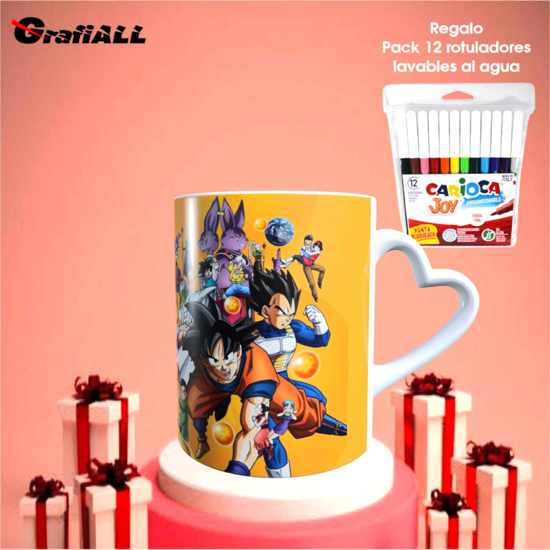 Taza para colorear Dragon Ball Z, Regalo pack rotuladores lavables al agua. varios modelos - 4