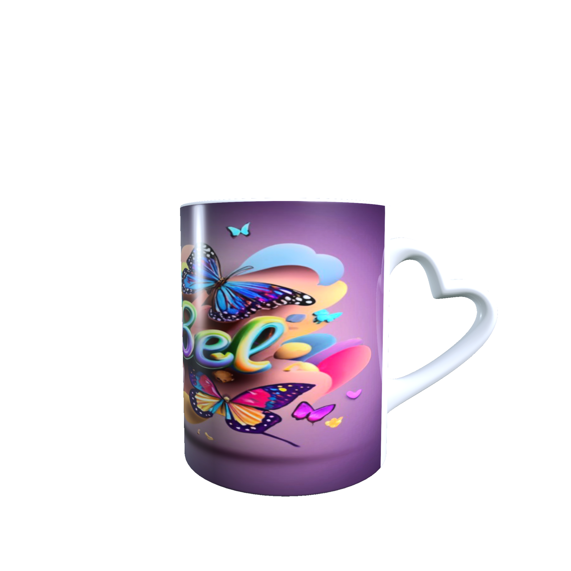 Taza Isabel personalizada con Nombre 3D, asa corazón. - 4